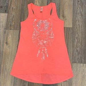 Pink tank top with silver dream catcher